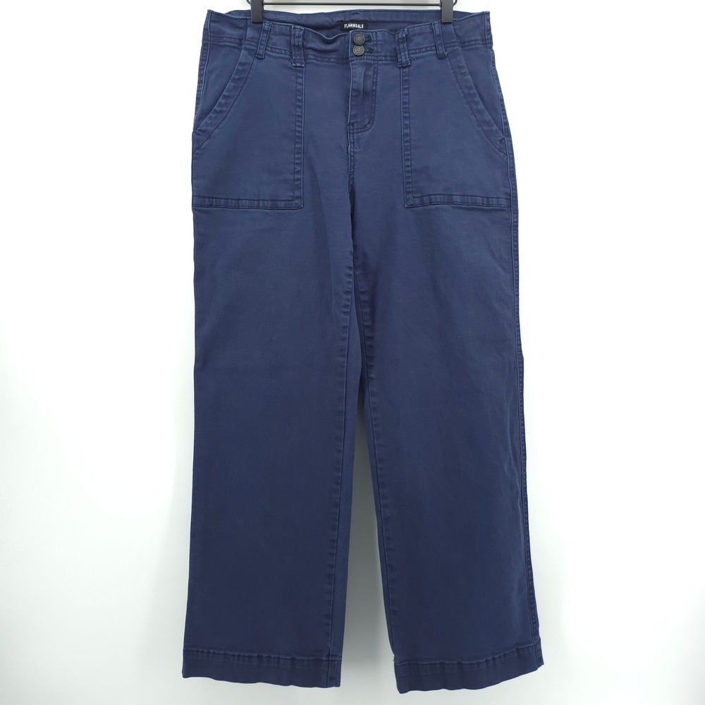 Flamingals 219492 QX Womens Wide Leg Utility Pants 2XL Navy Blue Casual Workwear